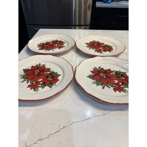 Better Homes and Gardens Holiday Christmas 2011 Poinsettia 8.5 Dessert Plates -4